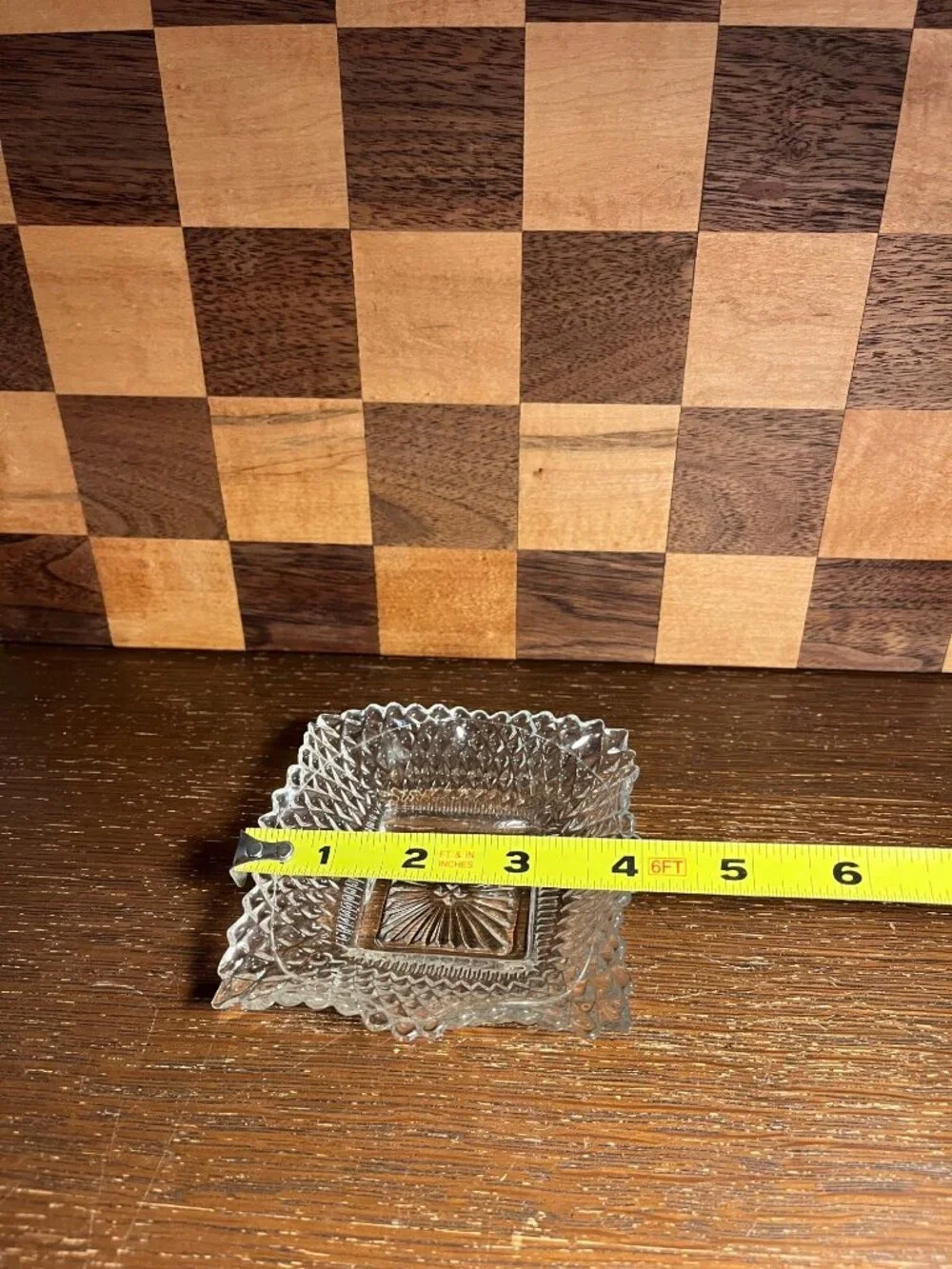 Sawtooth Cut Glass Small Candy Trinket Dish A623